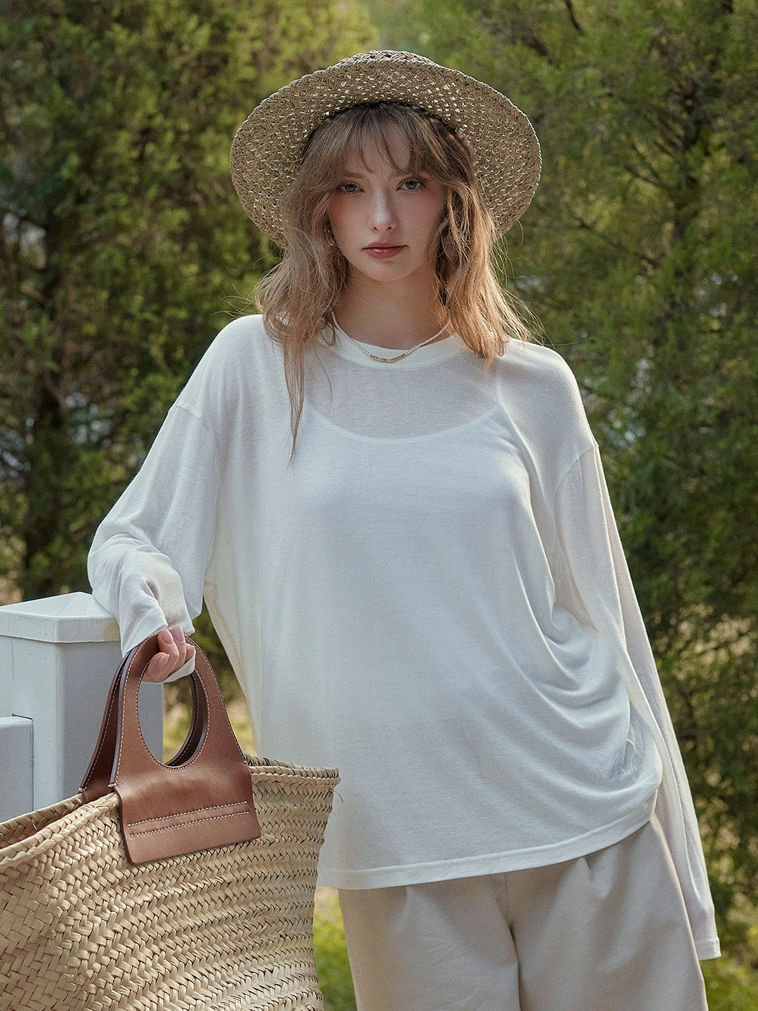 ??Final Sale??Gracelyn Round Neck Sun Protection Top Modular Attachment System Work Wear