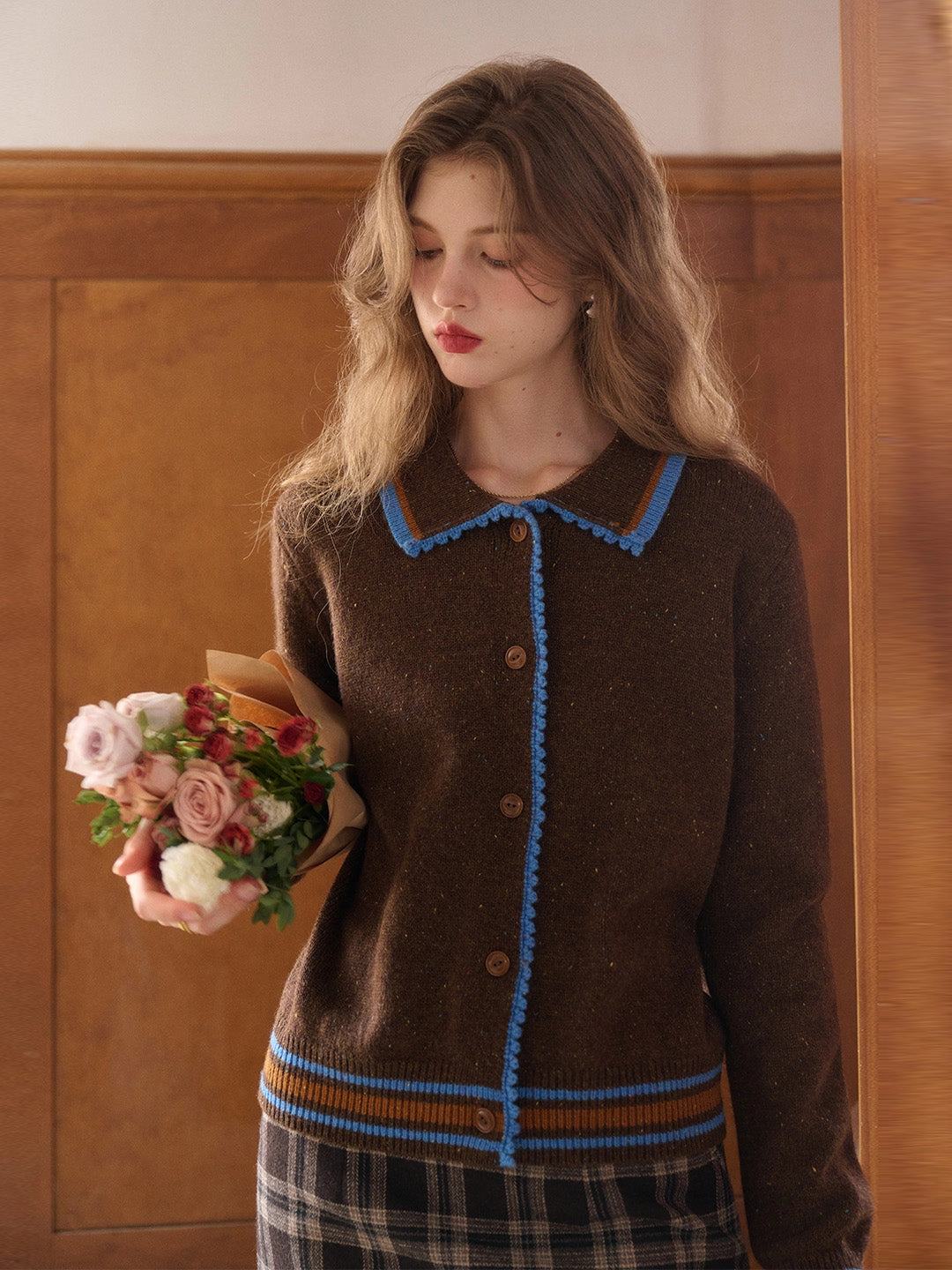 Haley Peter Pan Collar 100% Wool Cardigan Fresh Ease