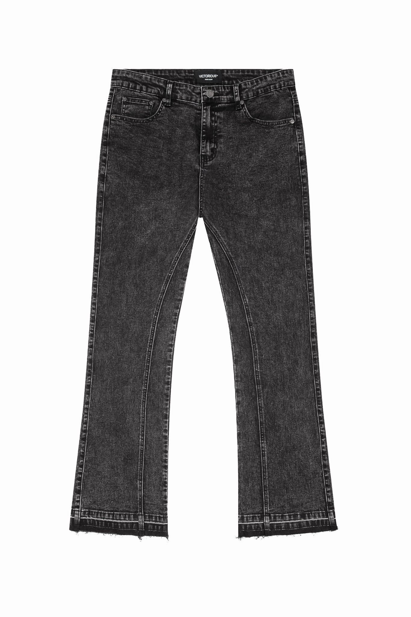 Ash Black Flared Denim Jeans Perfect Design Textured Family Style Autumn Days