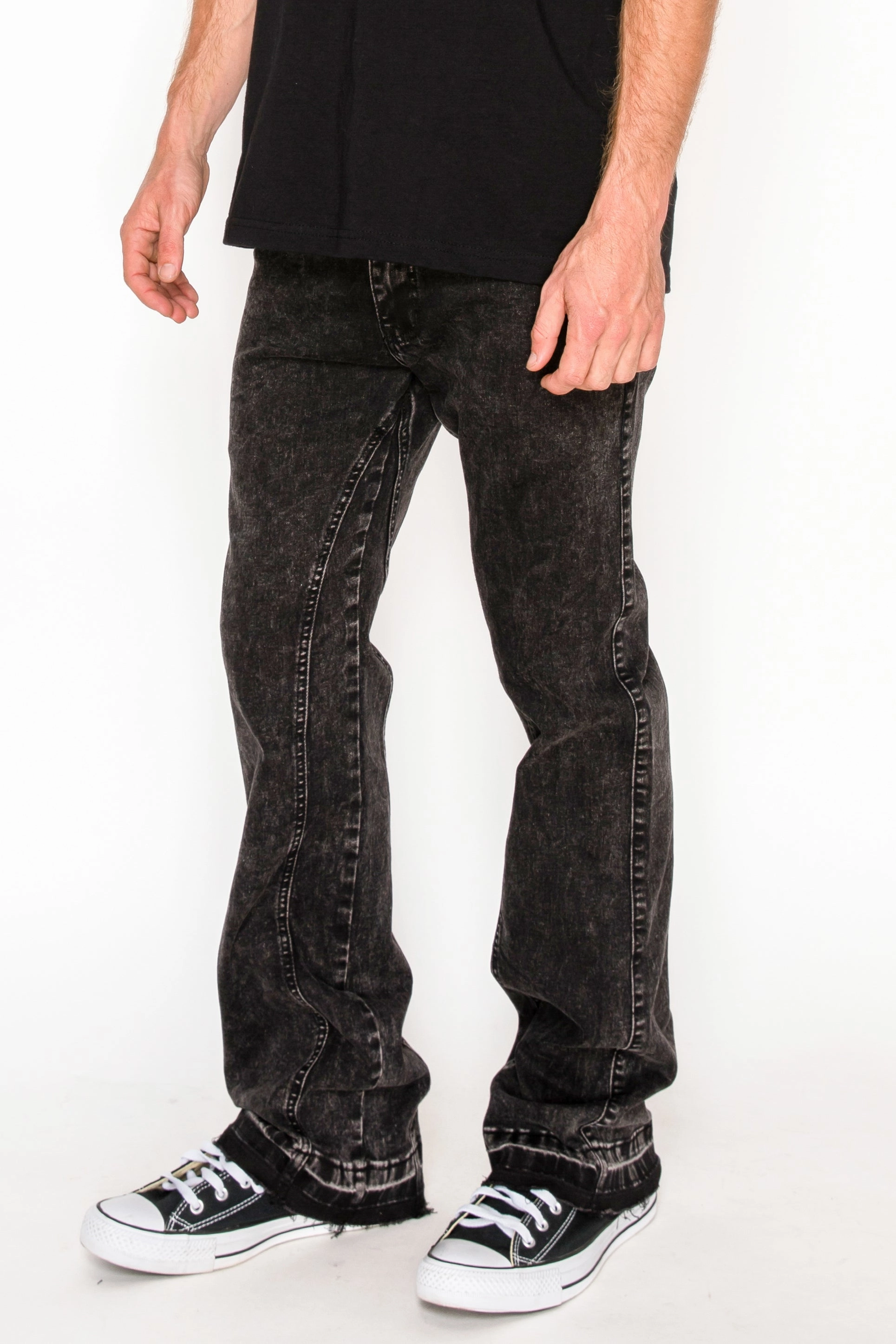 Traveler Gear Stretch Creative Look Easy Fit Design Ash Black Flared Denim Jeans Perfect Design