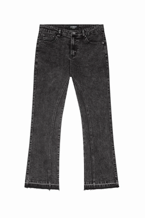 Ash Black Flared Denim Jeans Perfect Design Textured Family Style Autumn Days