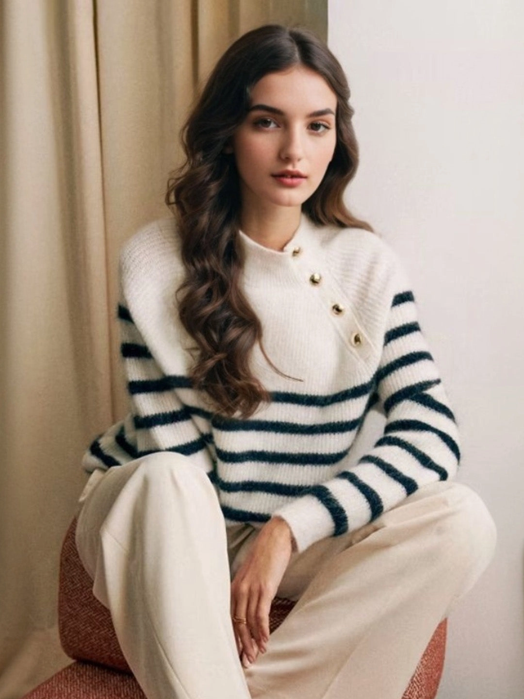 Aya Slanted Placket Sweater Road Soul World Glow