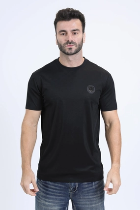 Mens Modern Fit Cotton Stretch Black T-Shirt All-Purpose Wear