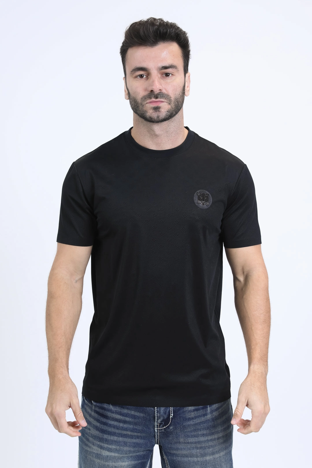 Mens Modern Fit Cotton Stretch Black T-Shirt All-Purpose Wear