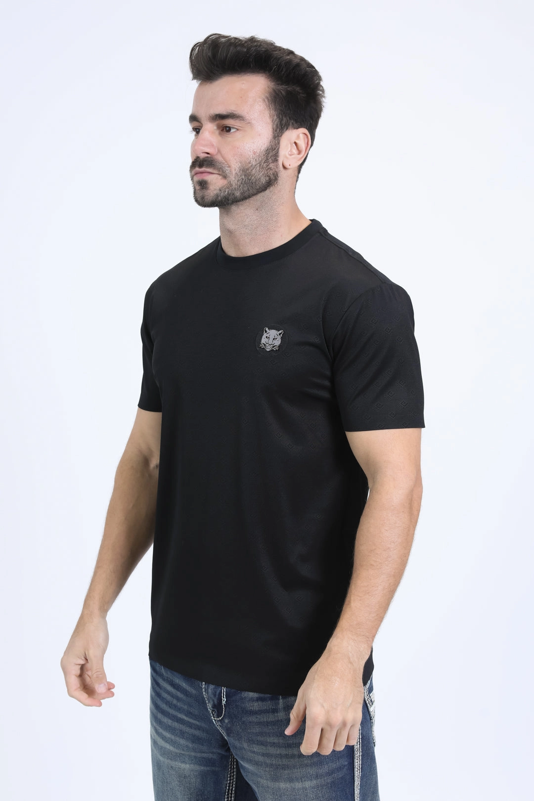 Sleek Fit Wear Breathable Wear Fit Mens Modern Fit Cotton Stretch Black T-Shirt