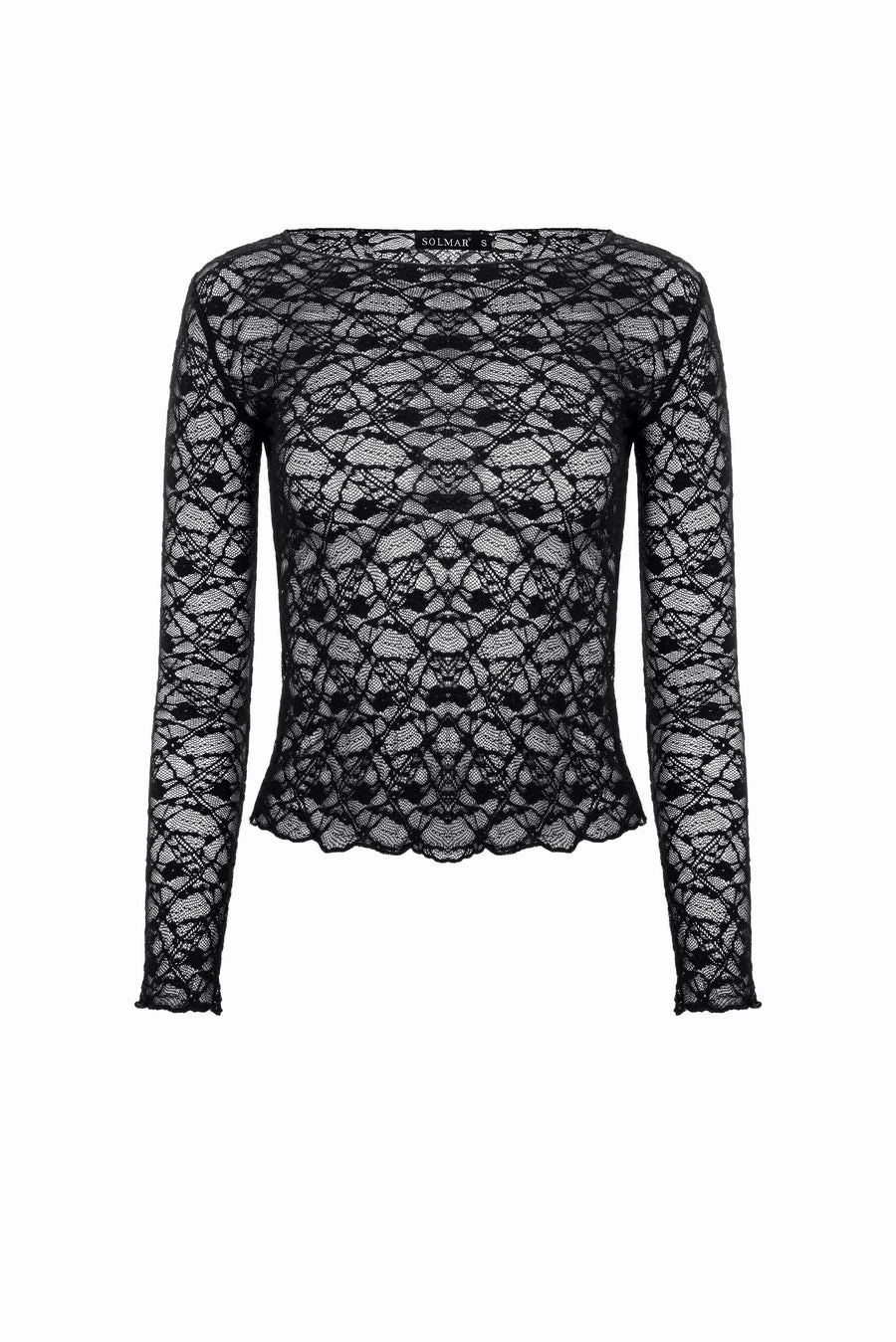 Cuffed edge Child Black Lace Long Sleeve Top