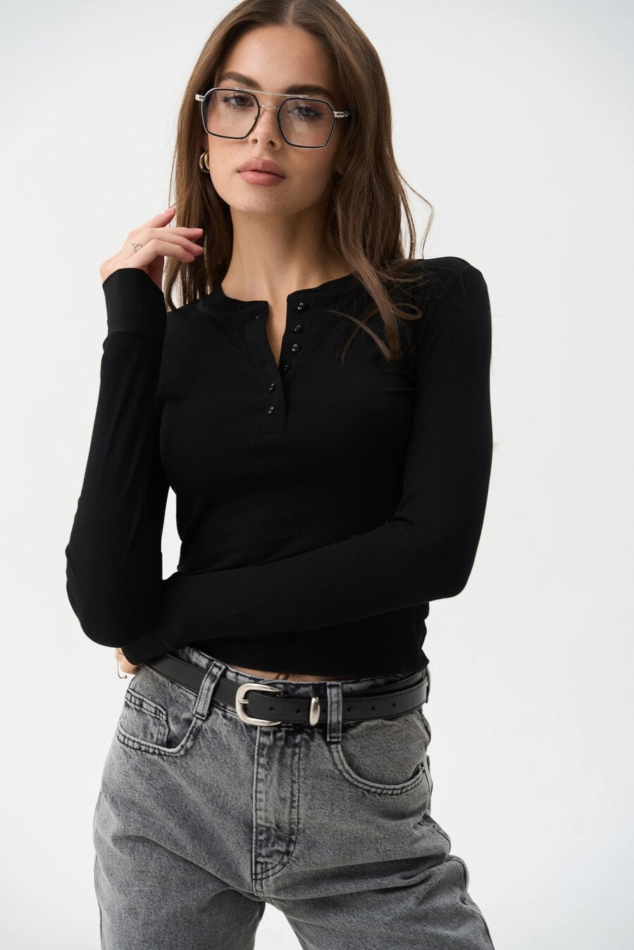 Black longsleeve with buttons No pockets