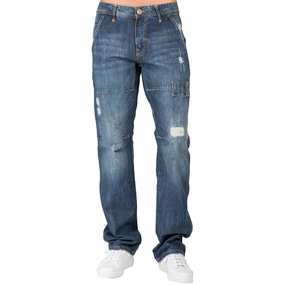 Slim Straight Vintage Hand Sanding Premium Denim 5 Pocket Jeans Ripped & Repaired Essential Shirt Reuse Mode