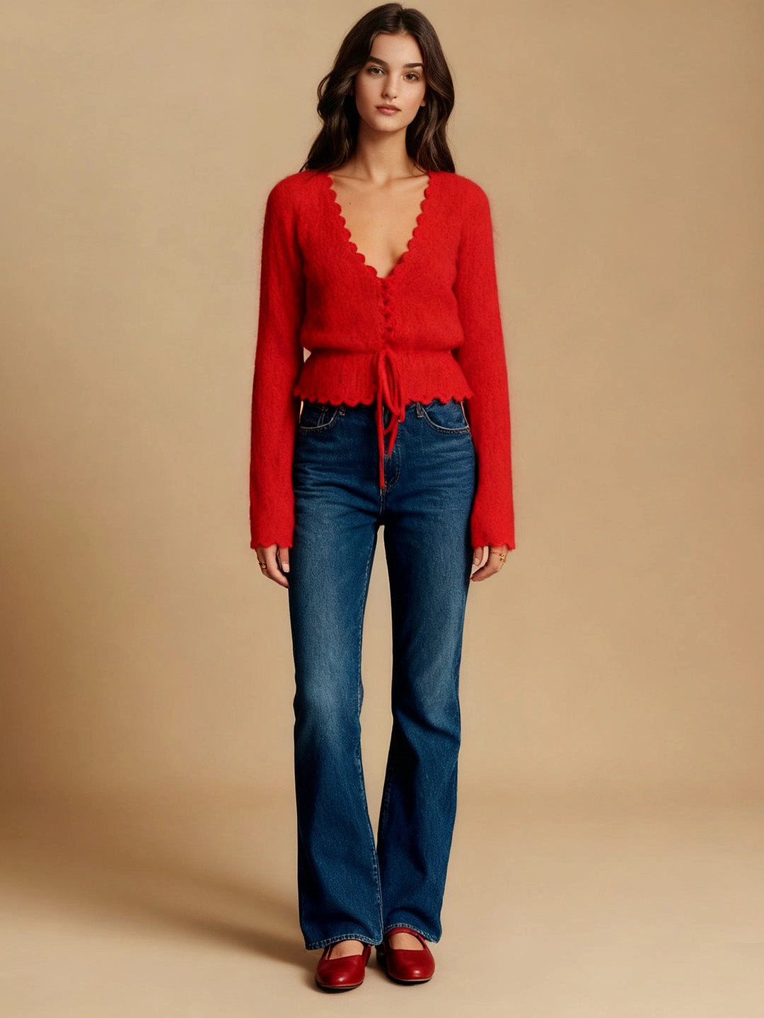 Cozy Robe Yaretzi V-Neck Knit Top