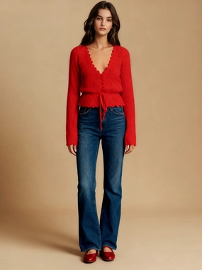 WrinkleFreeTexture Glow Core Yaretzi V-Neck Knit Top