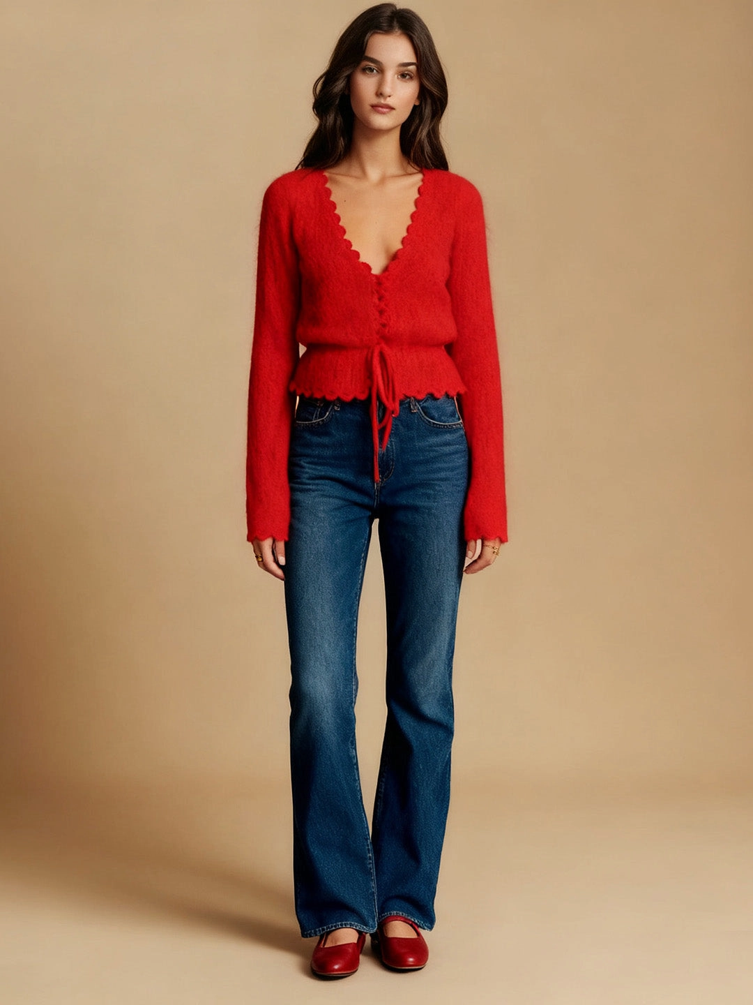 WrinkleFreeTexture Glow Core Yaretzi V-Neck Knit Top