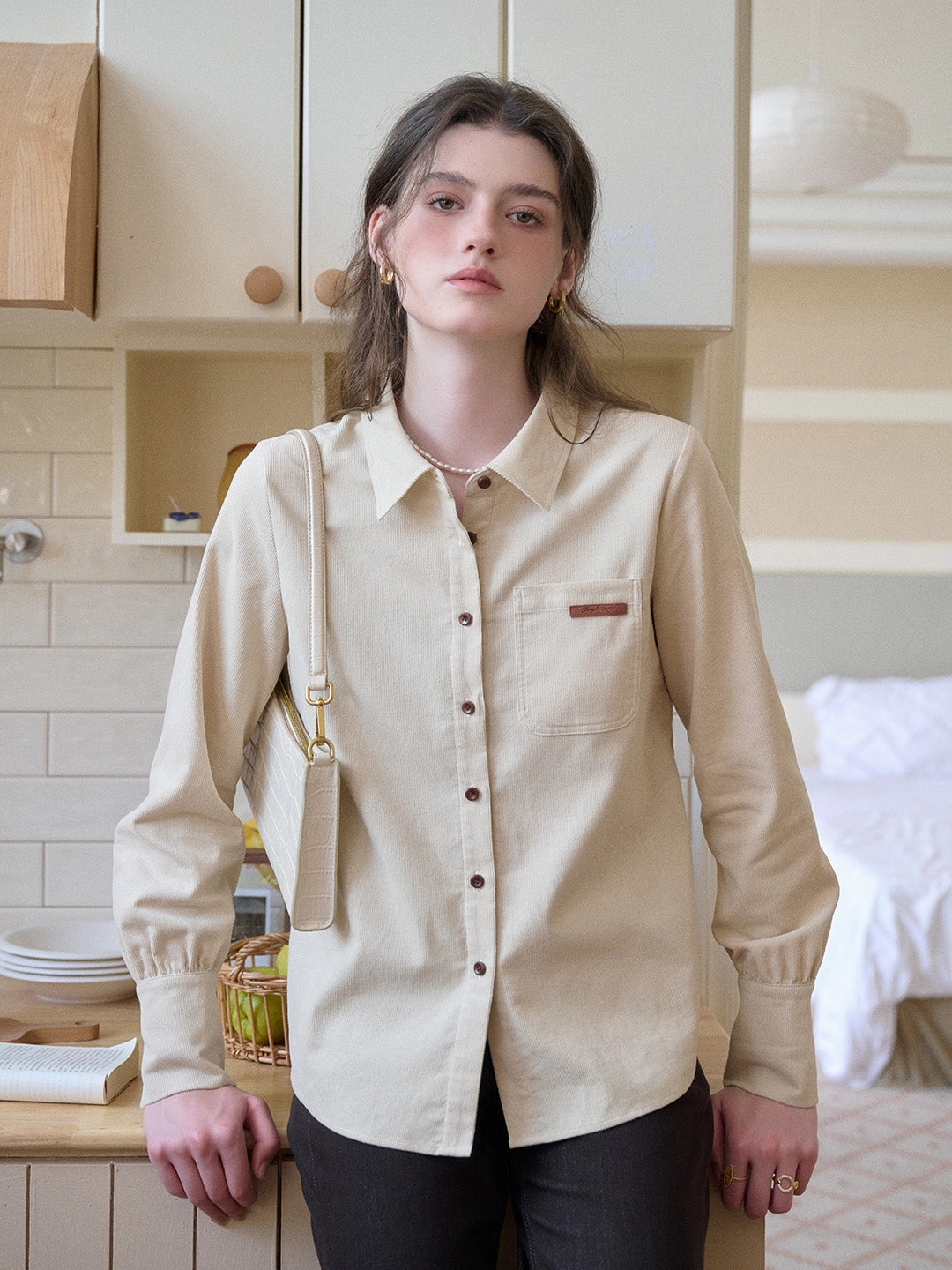 Durable Reinforced Edges Bead Soul Alondra Lapel 100% Cotton Shirt