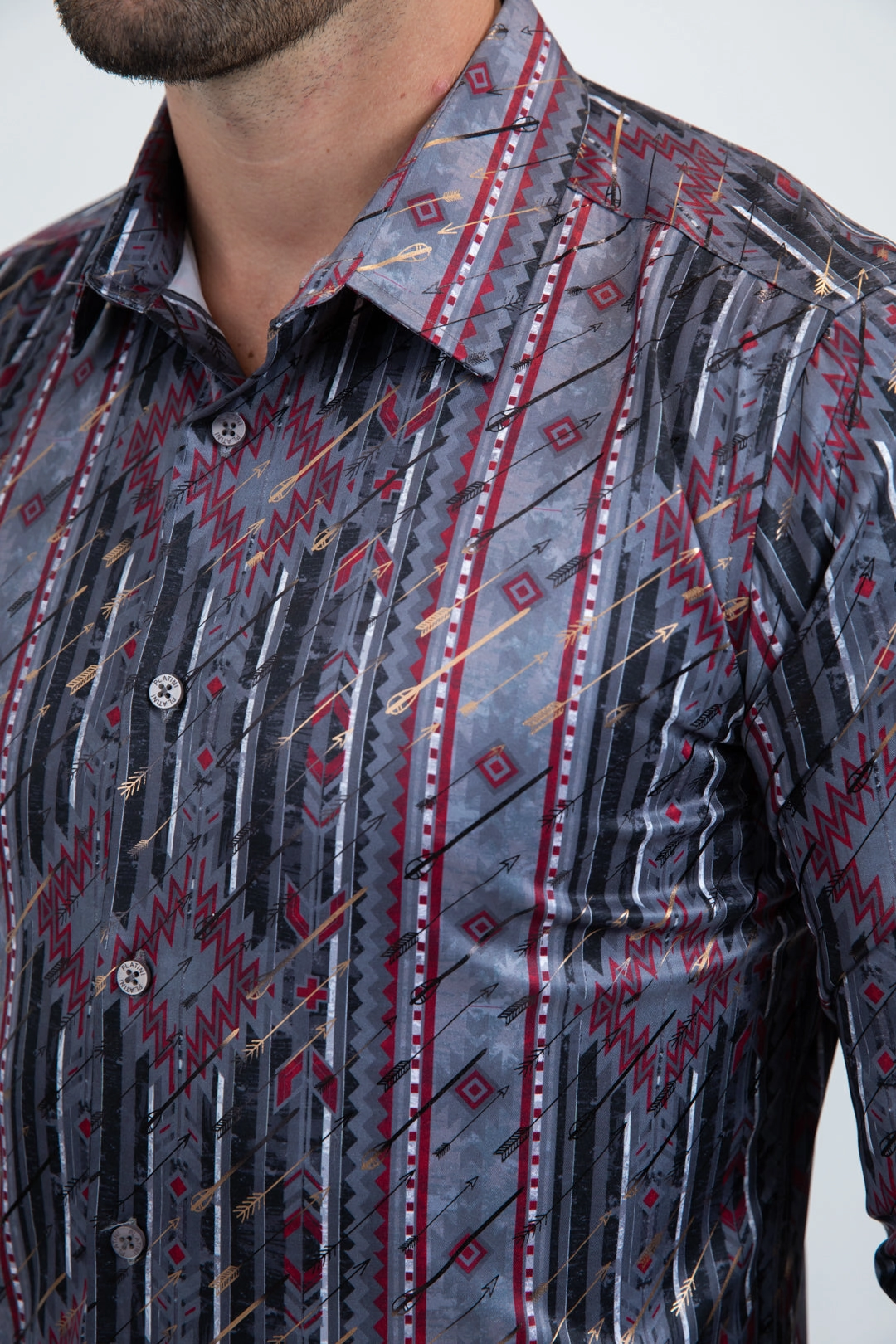 Mens Modern Fit Stretch Foil Fashion Black Shirt Premium Finish