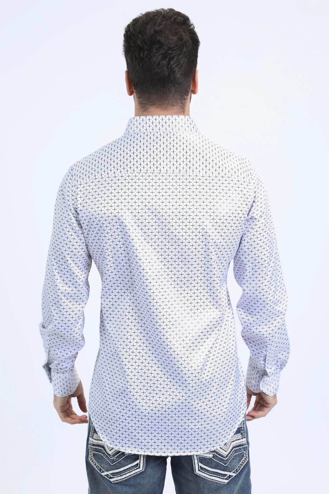 Mens Modern Fit Stretch Foil Fashion White Shirt Lightweight Layers Mix-And-Match