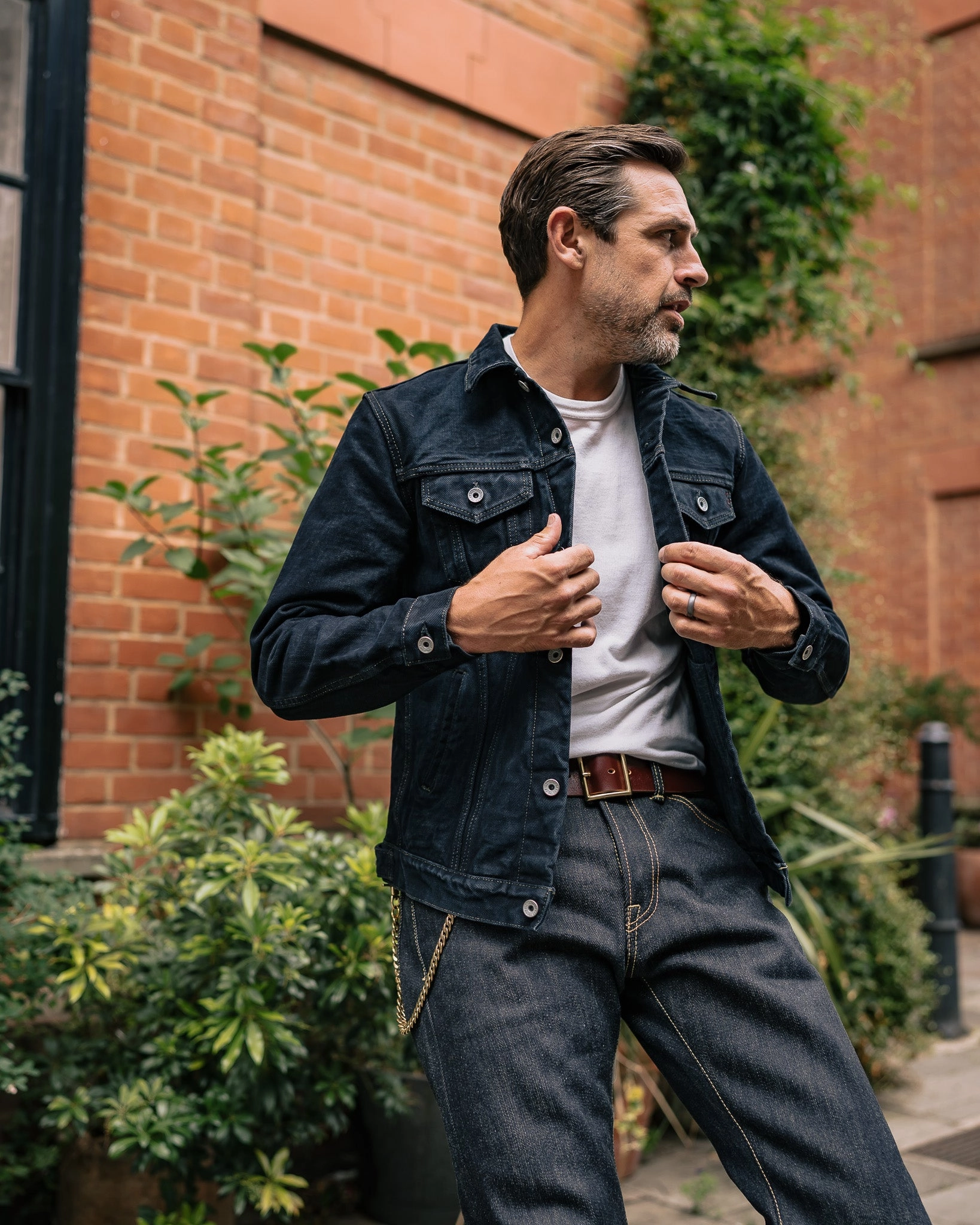 19oz Left-Hand Twill Selvedge Denim Type III Jacket -  Indigo Overdyed Black Pocket Details