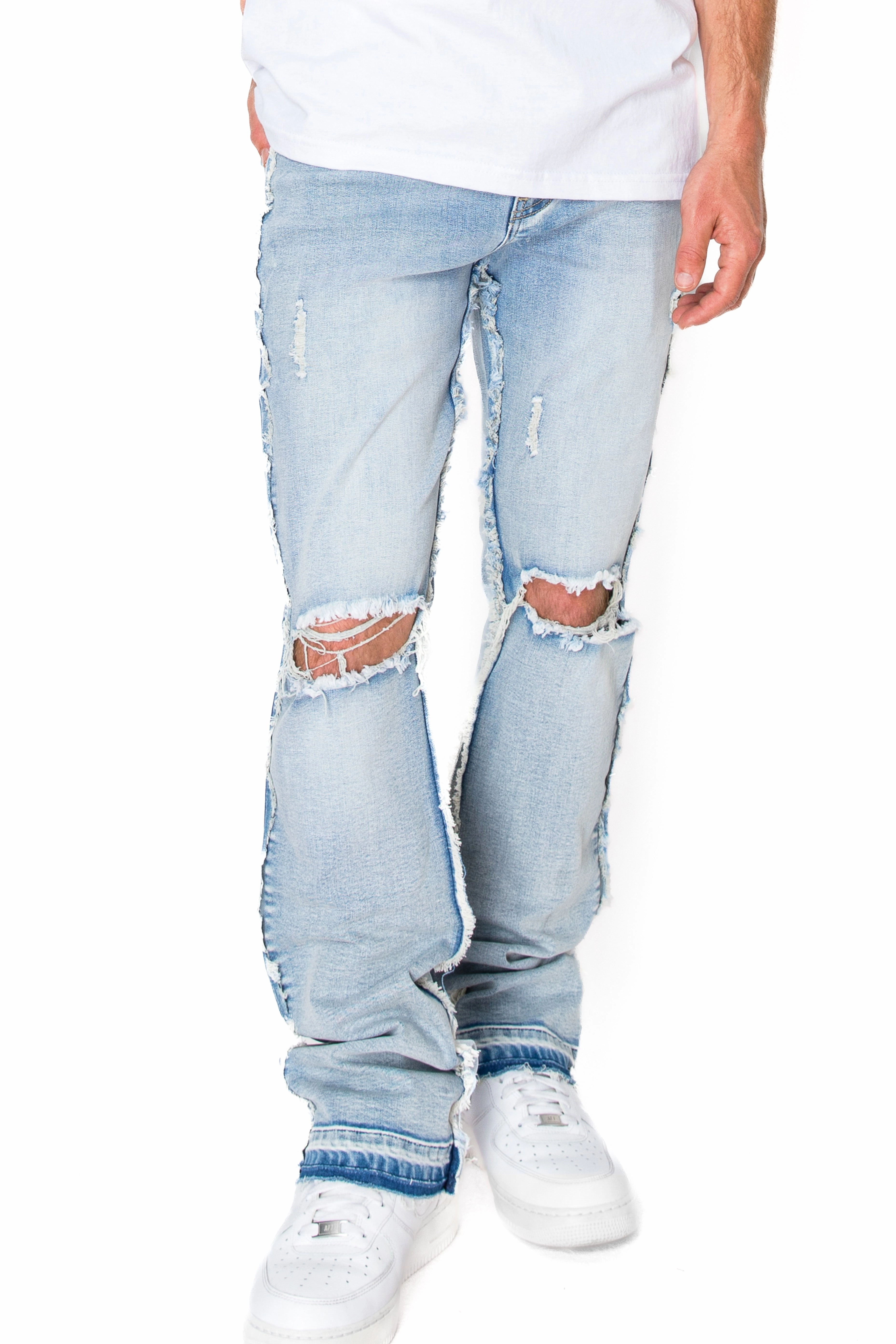 Weekend Uniform Bootcut Raw Edge Denim Jeans Refined Pattern