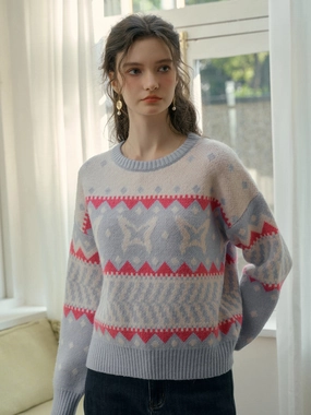 ??Final Sale??Kimora Ribbed Round Neck Constrasting Sweater MoistureControl Lining