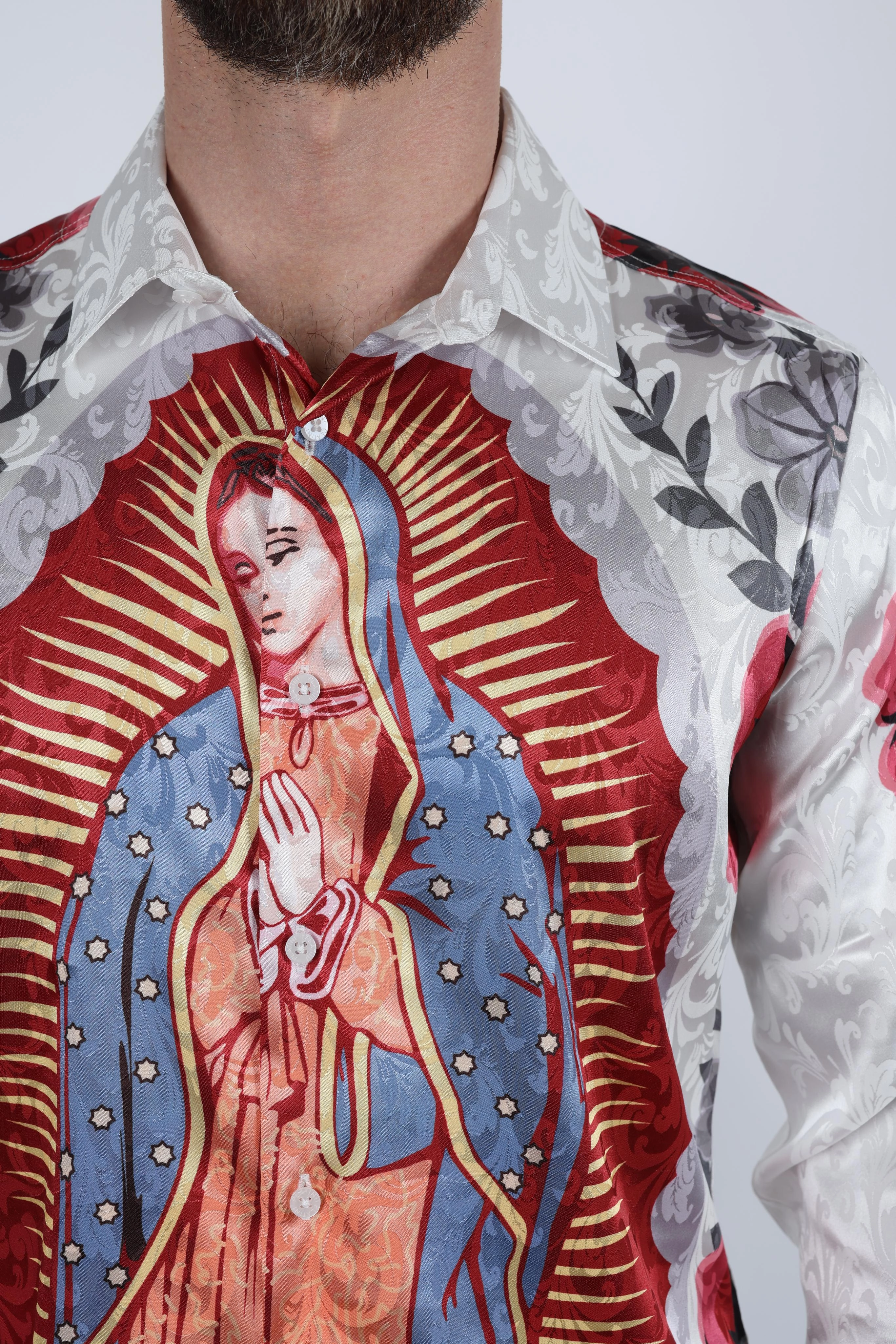 quick dry Coastal Vibes Mens Jacquard Fabric Modern Fit GUADALUPE Print Shirt