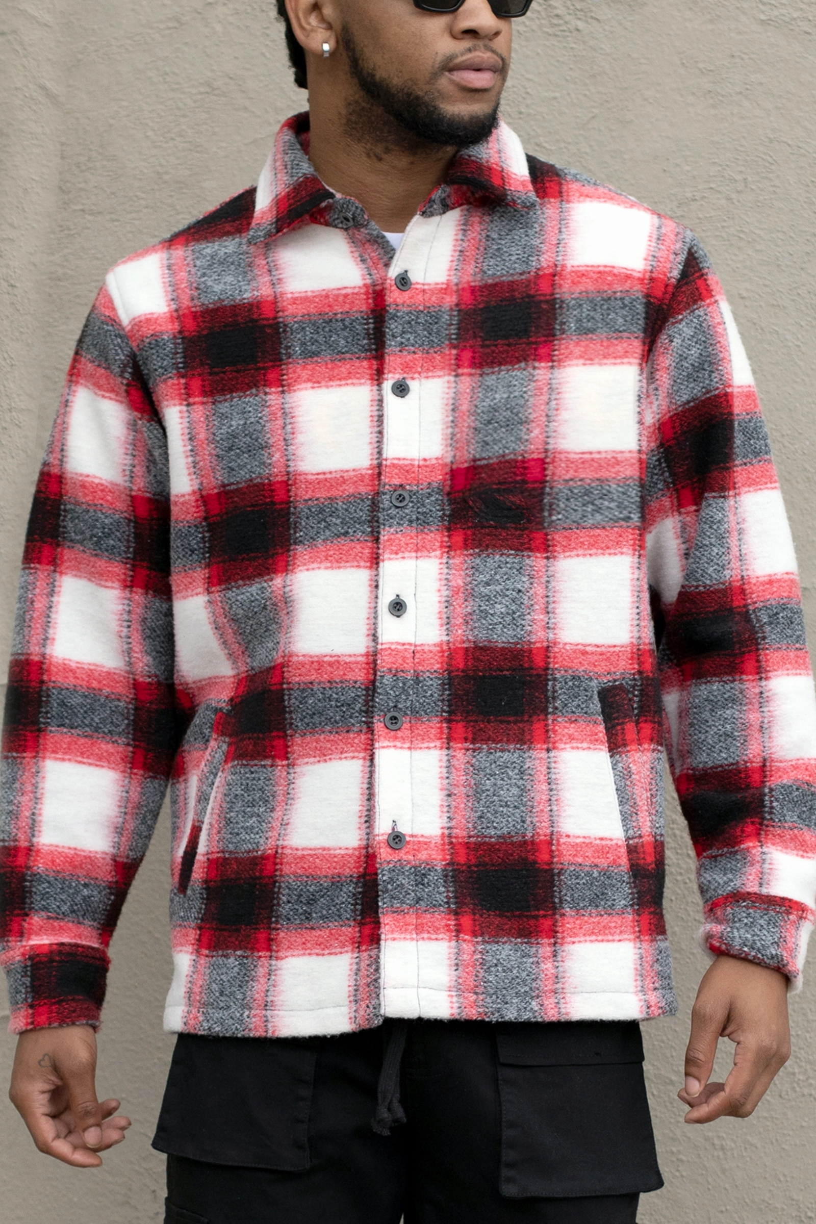 Felted Plaid Overshirt Gym Companion