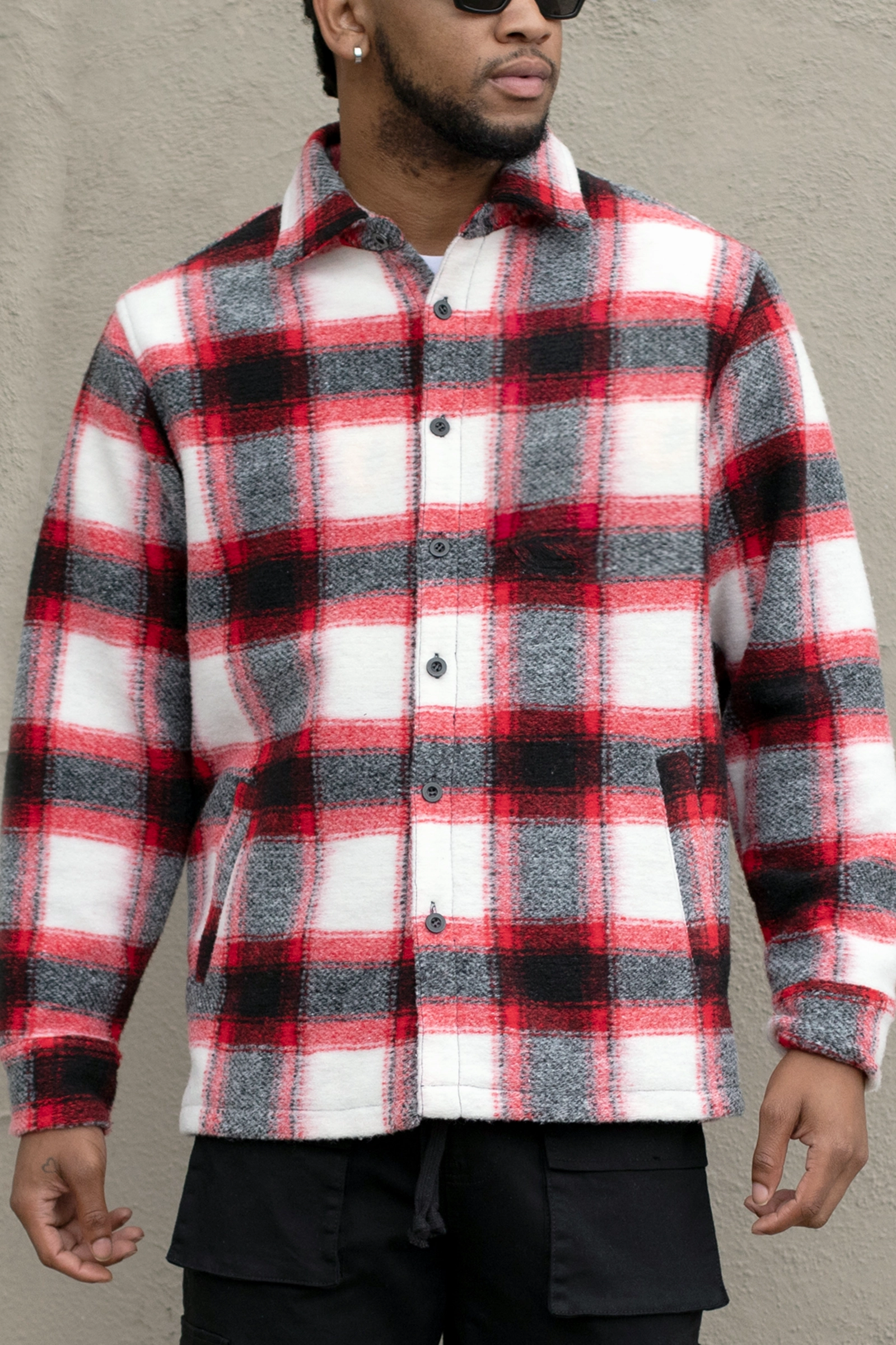 Felted Plaid Overshirt Chic Look Rugged Style