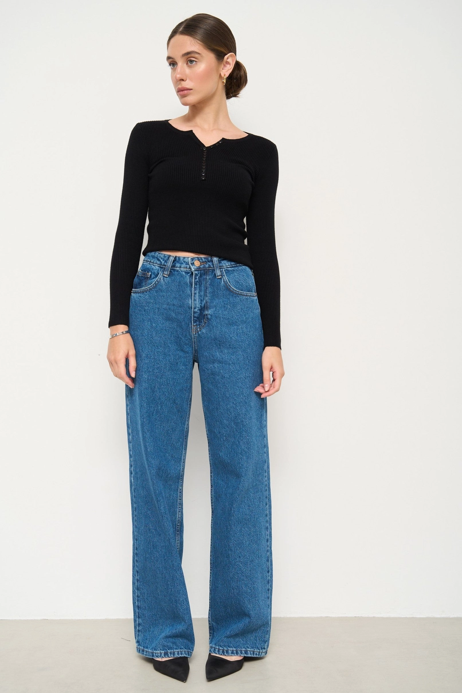 Office room Black Long Sleeve with buttons