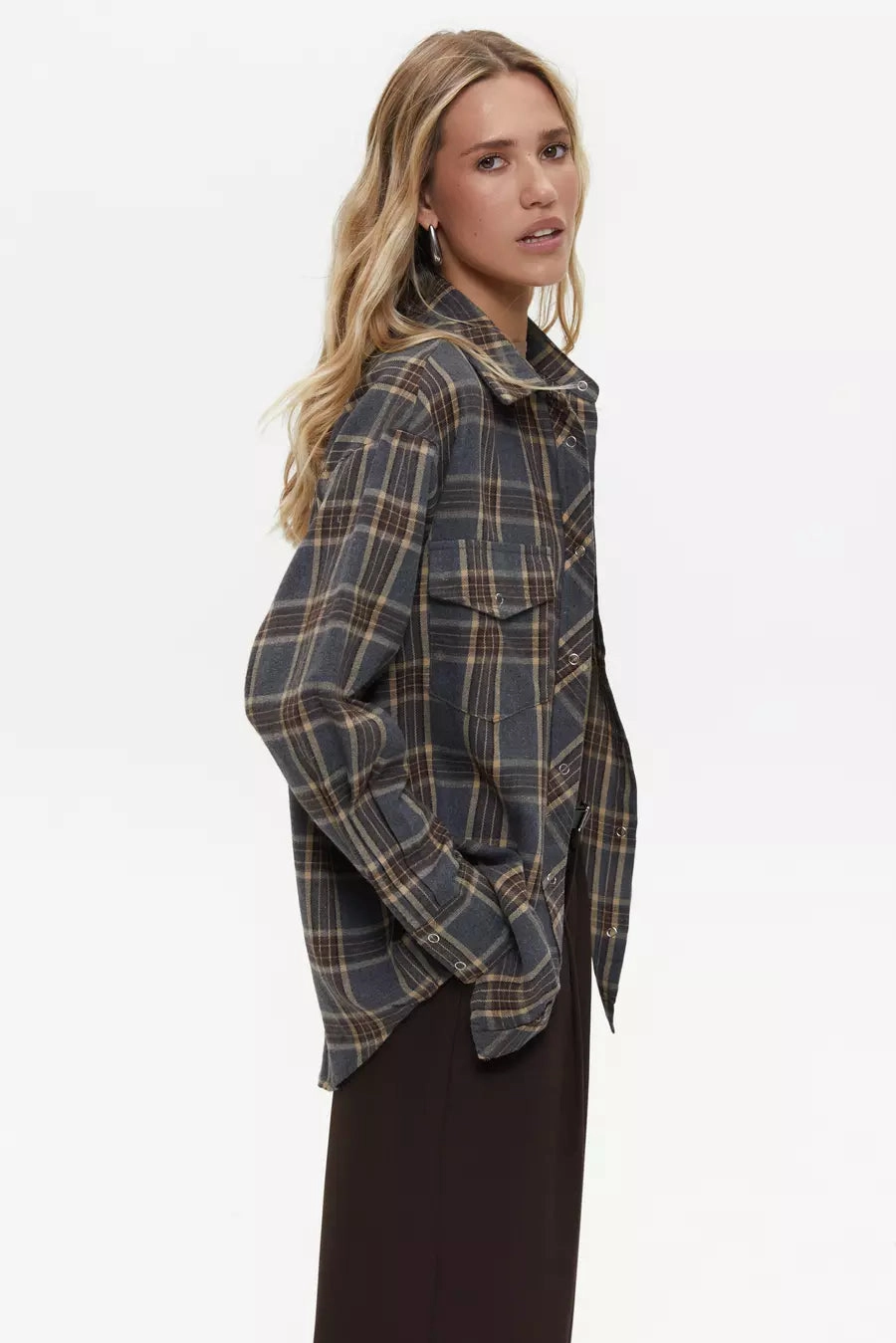 Brown Large Check Shirt Weekend Adventure