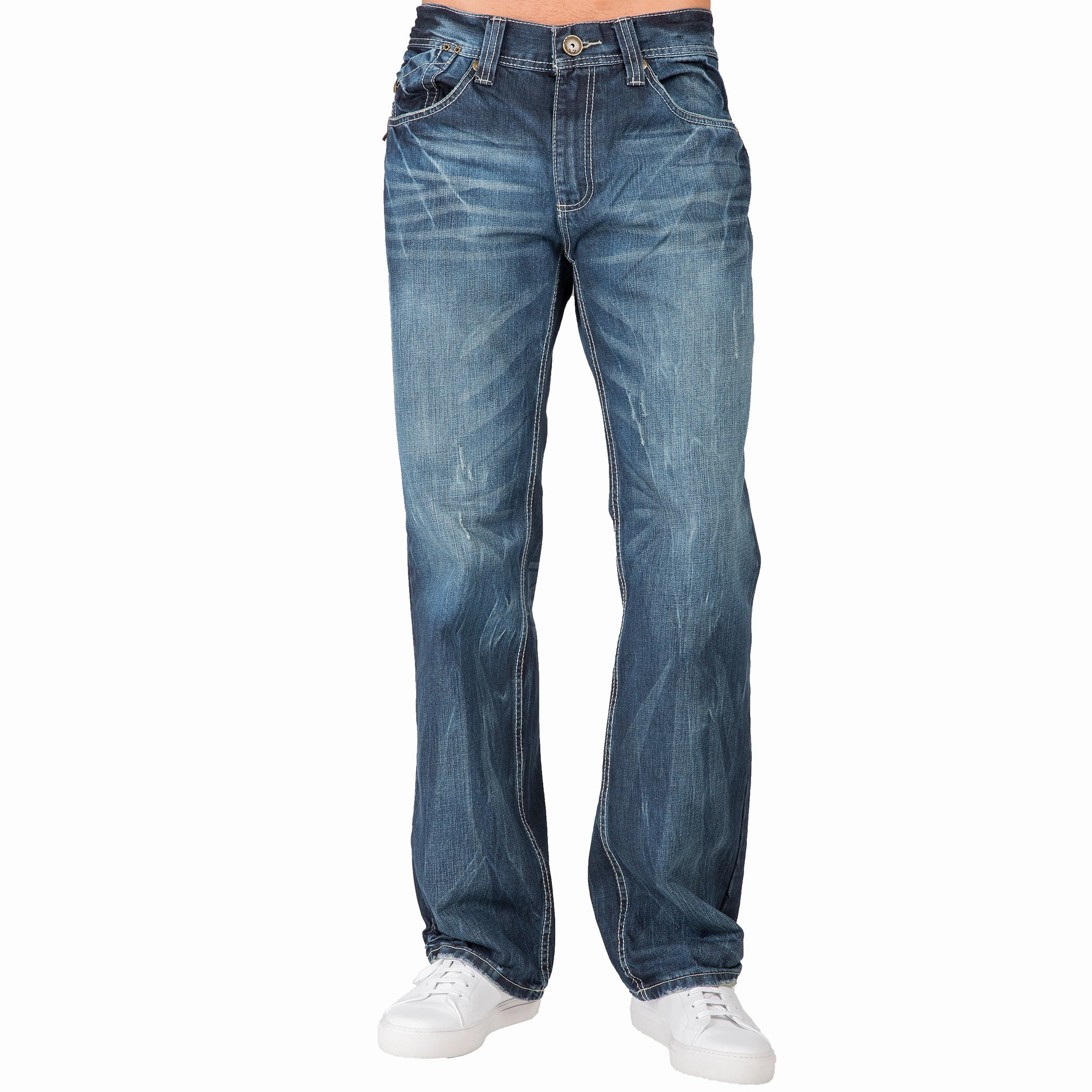 Peace Core Buckeroo Relaxed Straight Premium Denim signature 5 pocket Jeans Whiskering Scratching
