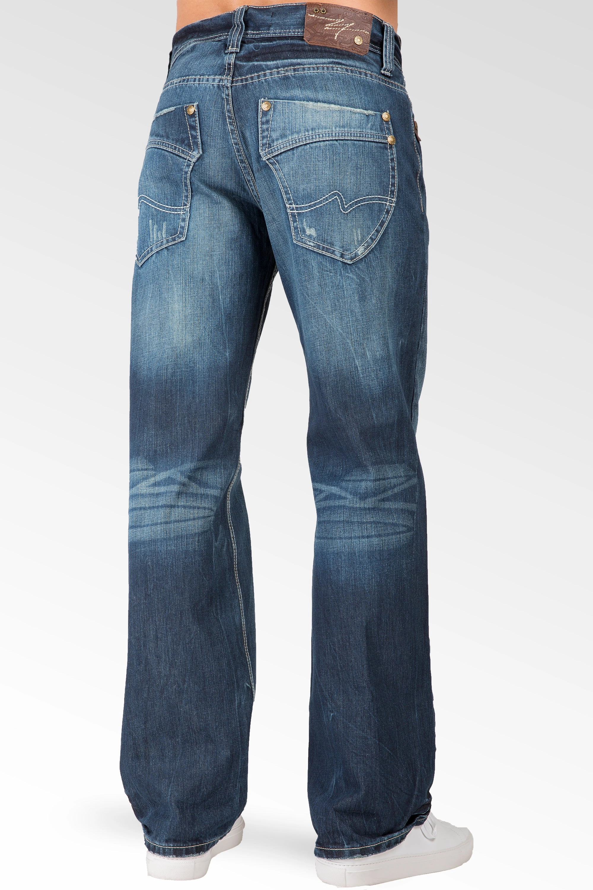 Art Mood Buckeroo Relaxed Straight Premium Denim signature 5 pocket Jeans Whiskering Scratching