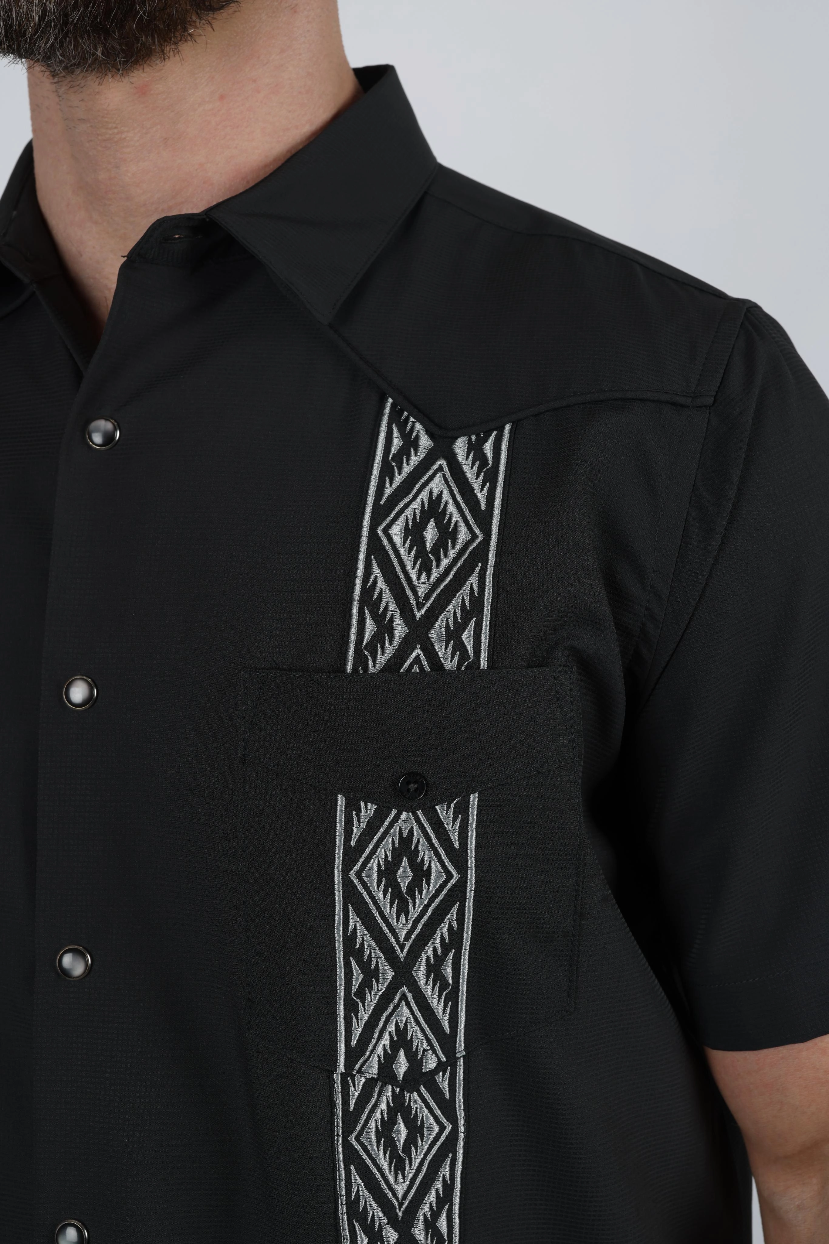 Dynamic Design Men's Modern Charcoal GUAYABERA Shirt