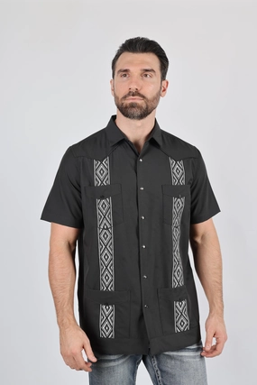 Men's Modern Charcoal GUAYABERA Shirt Affordable Fashion All Day Comfort Tech