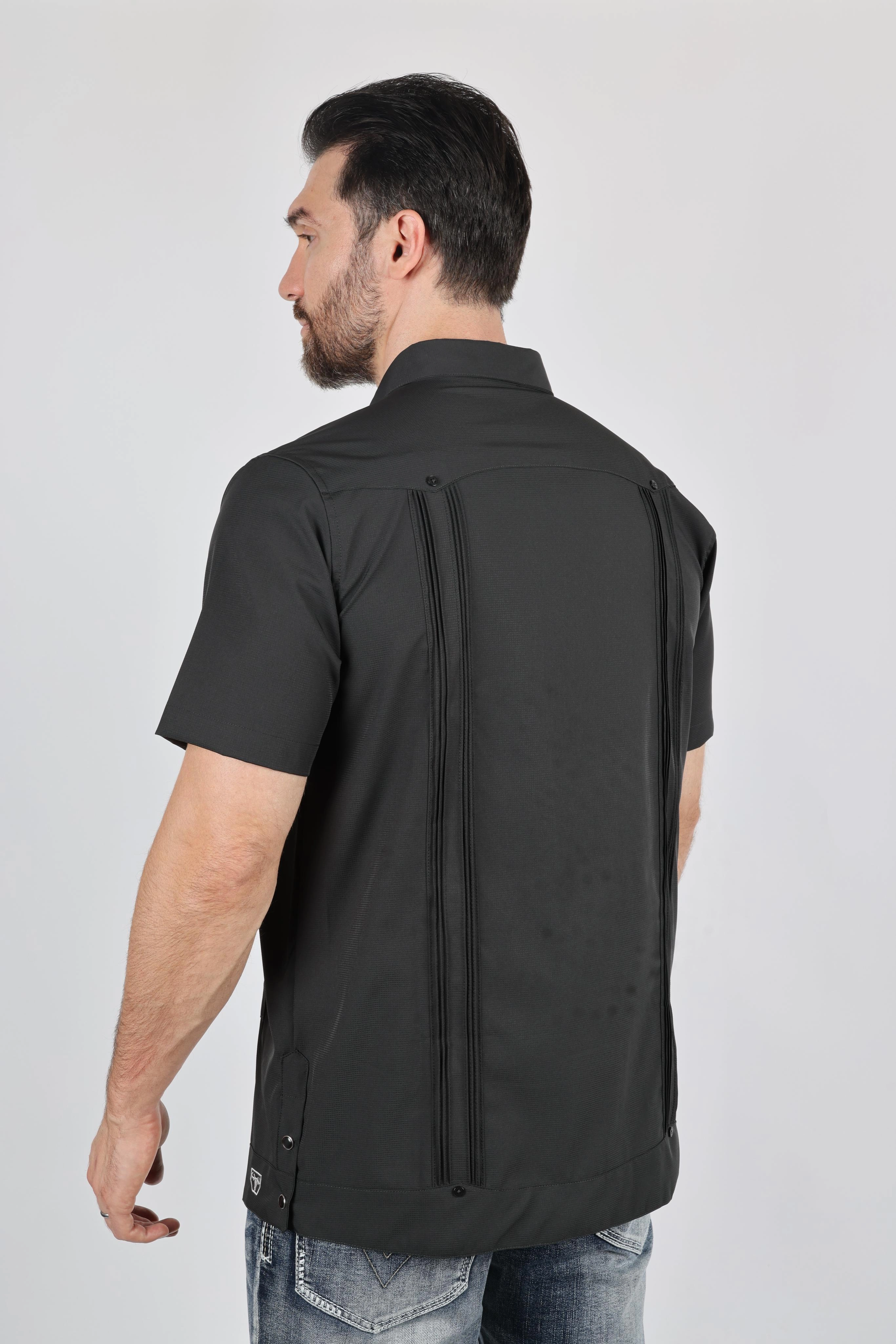 Men's Modern Charcoal GUAYABERA Shirt Smart Design