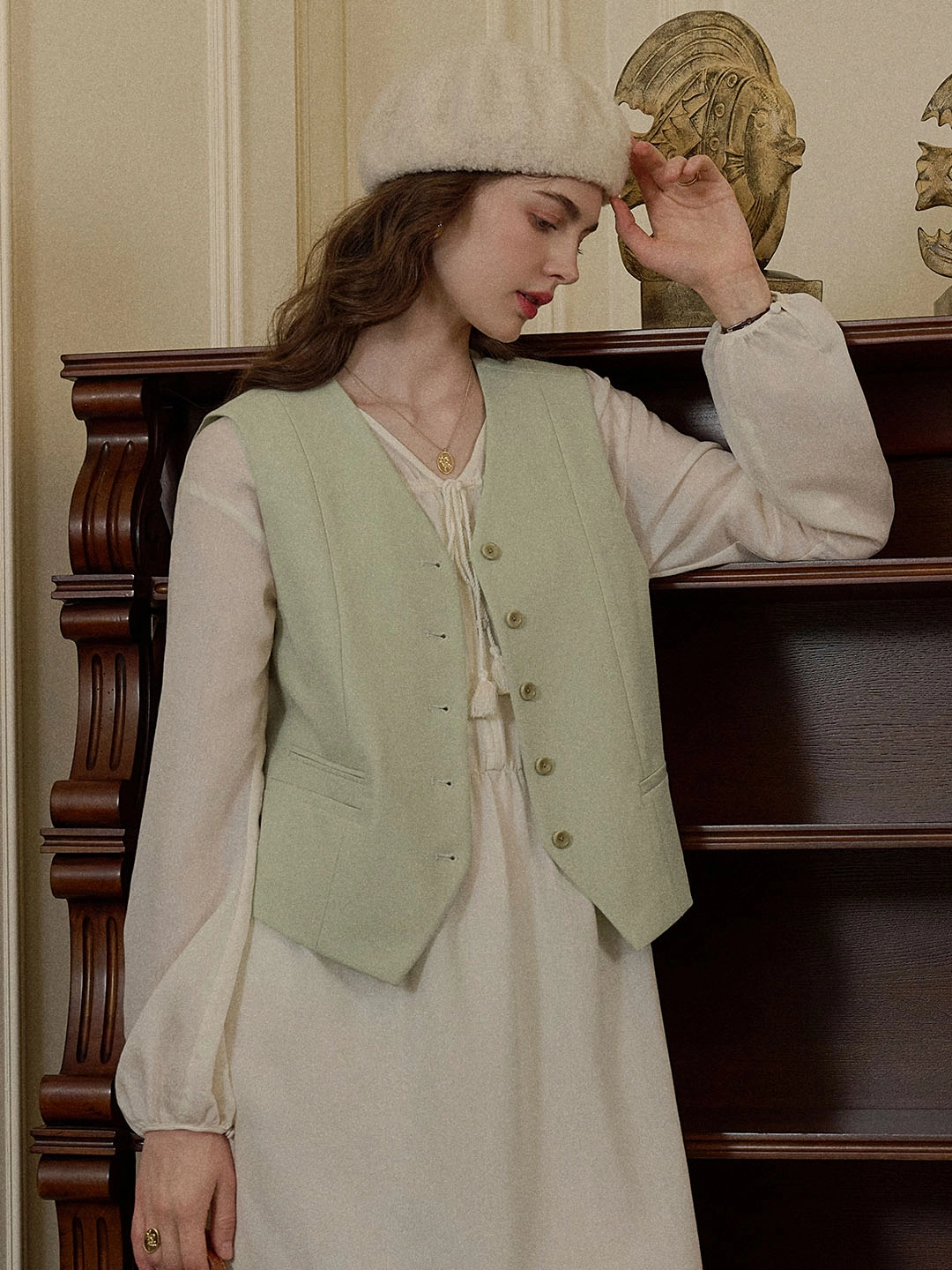 Camille Simple V-neck Vest Adaptable Outfit