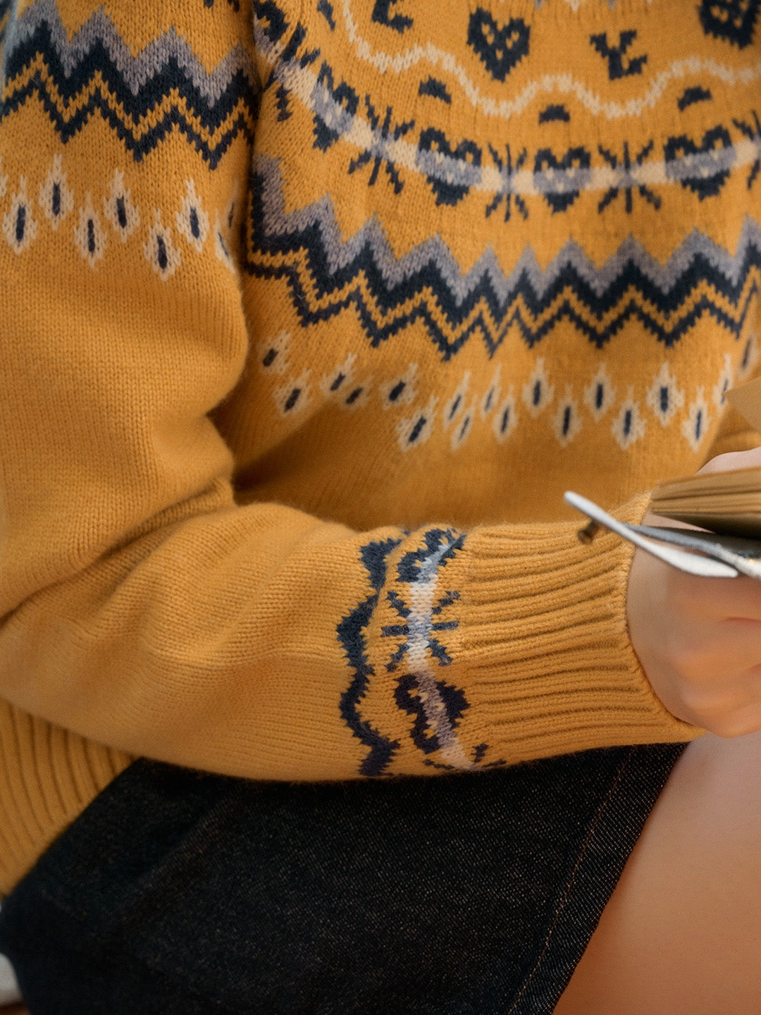 Road Look Comfortable Sweater Carly Rib Crew Neck SR Exclusive Design Jacquard Fair Isle Sweater