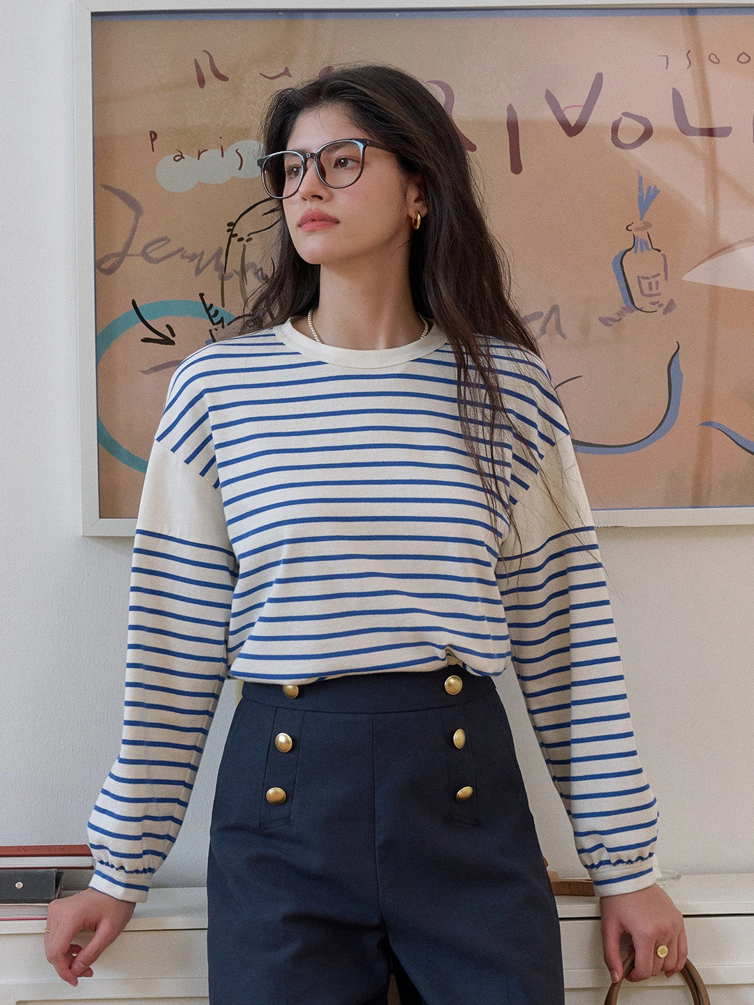 DoubleLayered Carolina Round Neck Stripe 100% Cotton Top