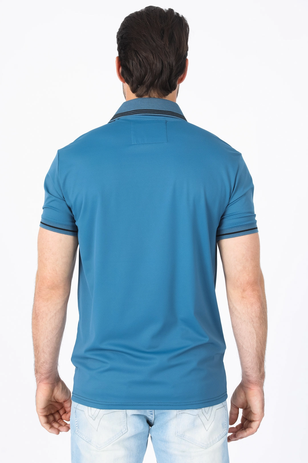 Mens Modern Fit Stretch Cotton Teal Polo Layering Fashion Comfort Stretch