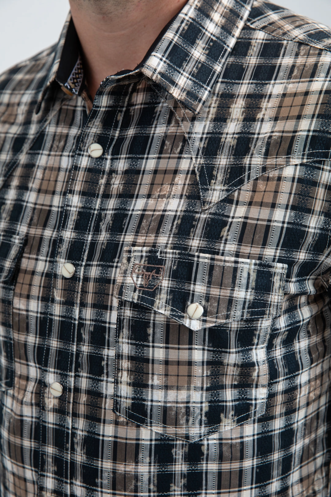 All-Occasion Wear Mens Western Modern Fit Cotton/Spandex Long Sleeve Black Shirt with Snaps