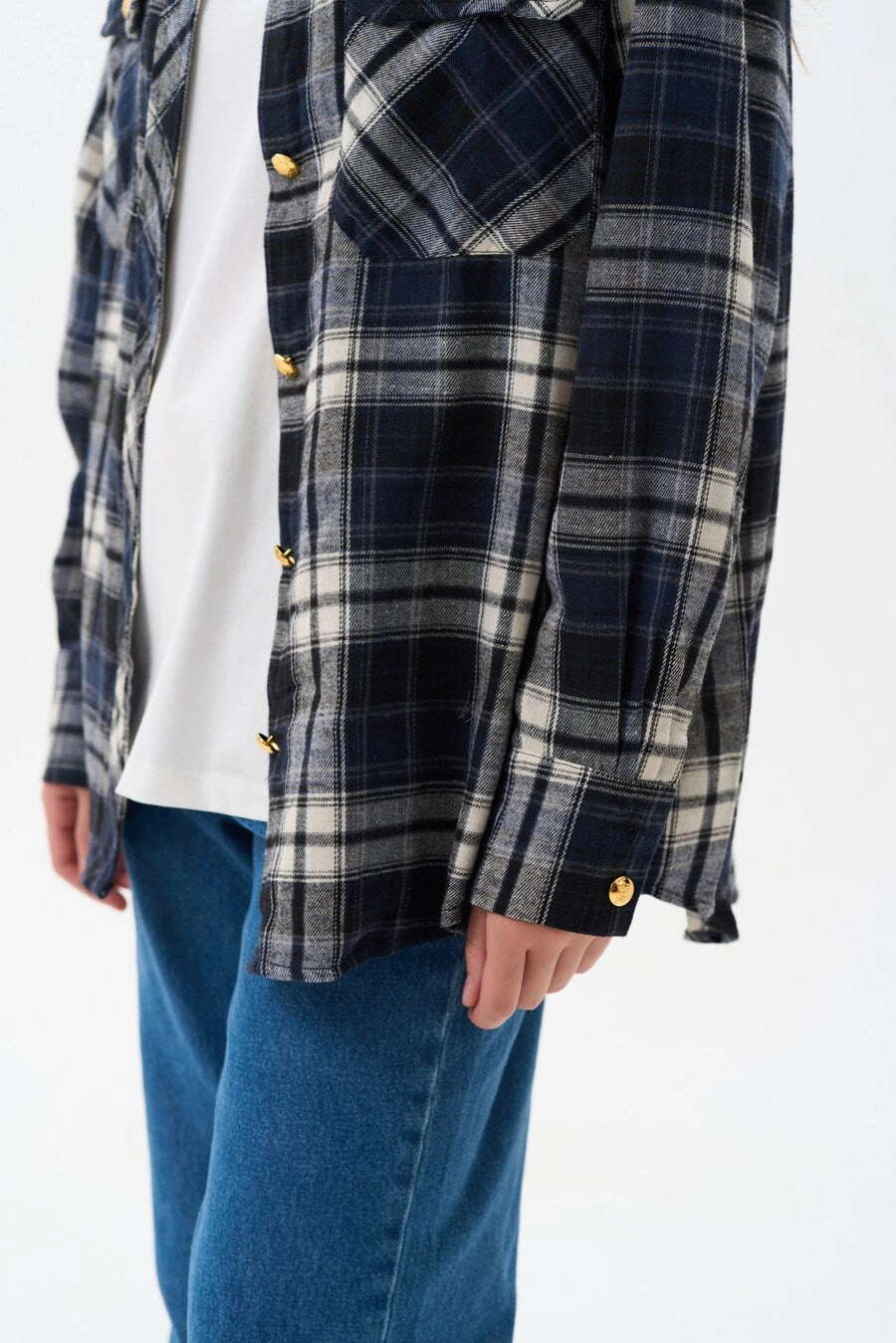 Checkered shirt in color blue Flex Fit Collar