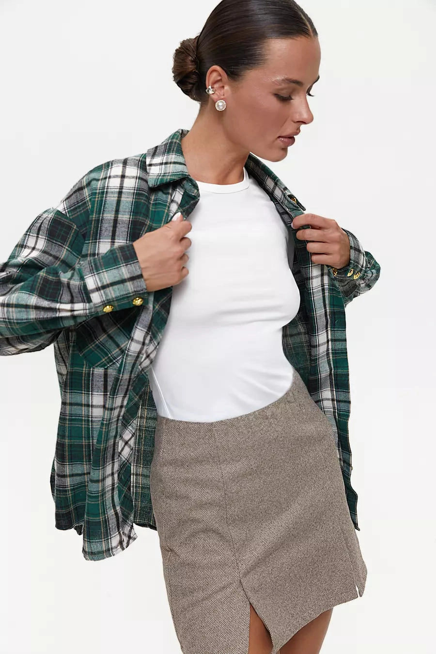 Eco friendly materials Trendsetting Checkered shirt in color green