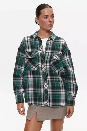Bold Graphics Polo Style Checkered shirt in color green