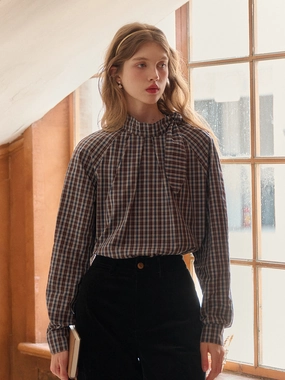 High-Waisted Pants Emberly Stand Collar 100% Cotton Blouse