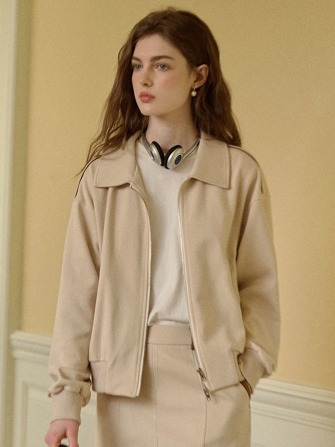 Organza Fit Japan Neat Chloe Polo Collar Cotton Cardigan