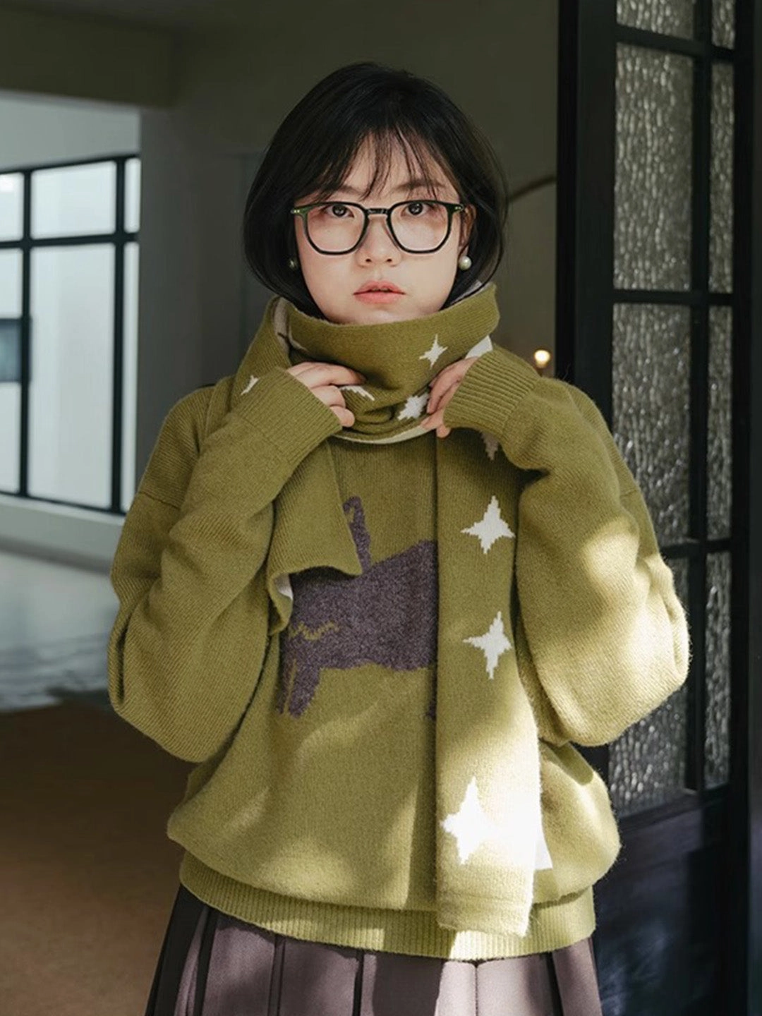 Active Apparel Cozy Pullover Chowxiaodou 100% Wool Knit Sweater