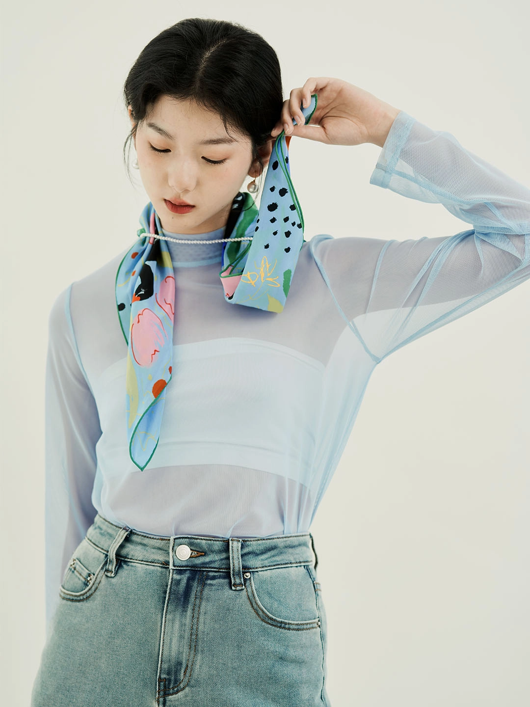 Chowxiaodou Original Playful Printed Mesh Top All Day Wind Ease