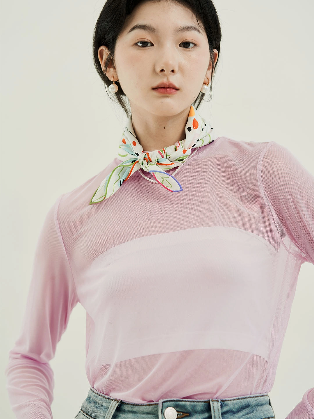 Chowxiaodou Original Playful Printed Mesh Top StaticFreeLining sporty wear