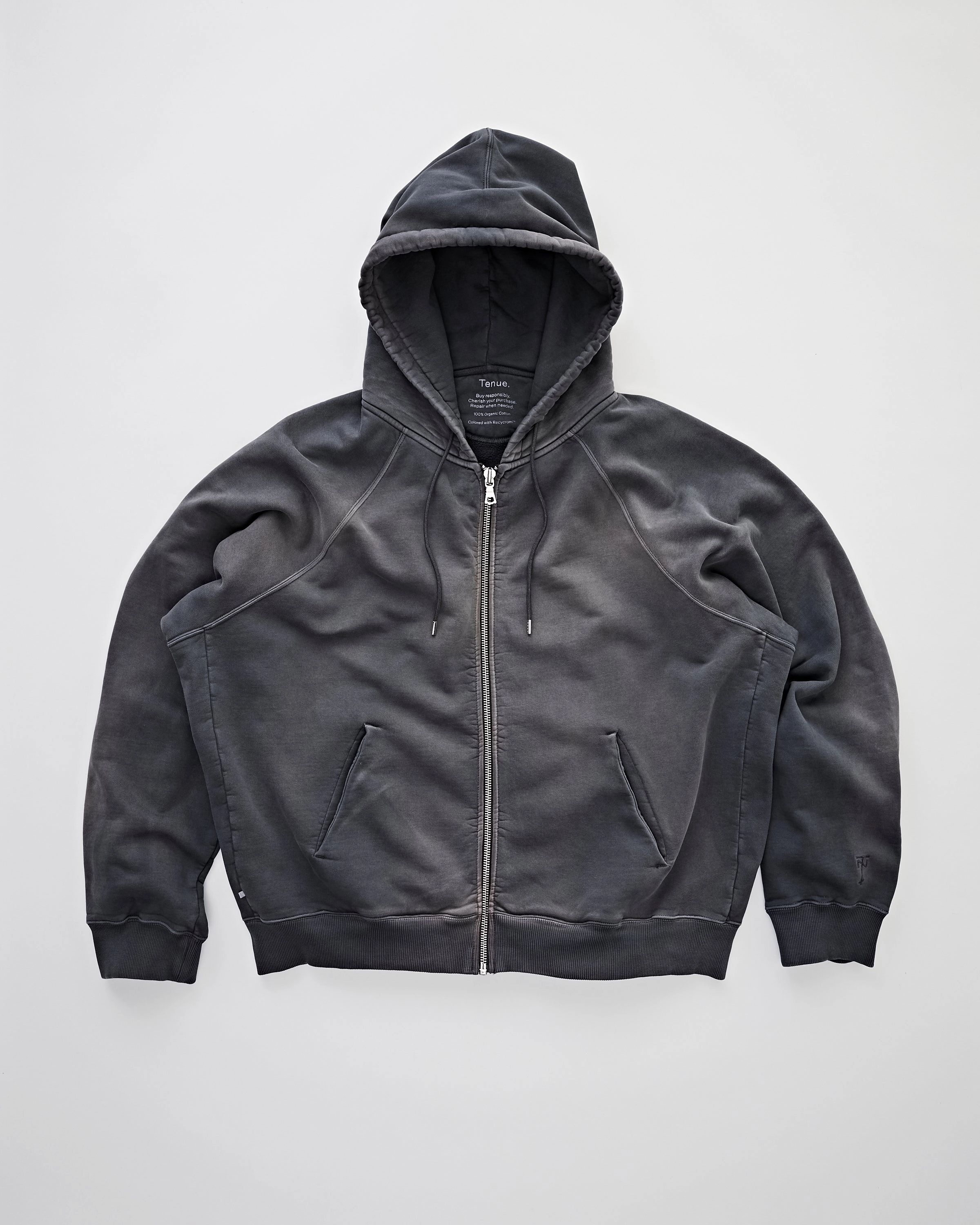 Chris Zip Hoodie Faded Black Fashion Accessory Machine Fit