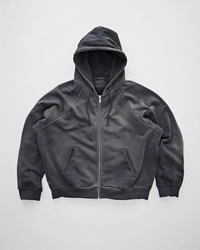 Chris Zip Hoodie Faded Black Fashion Accessory Machine Fit