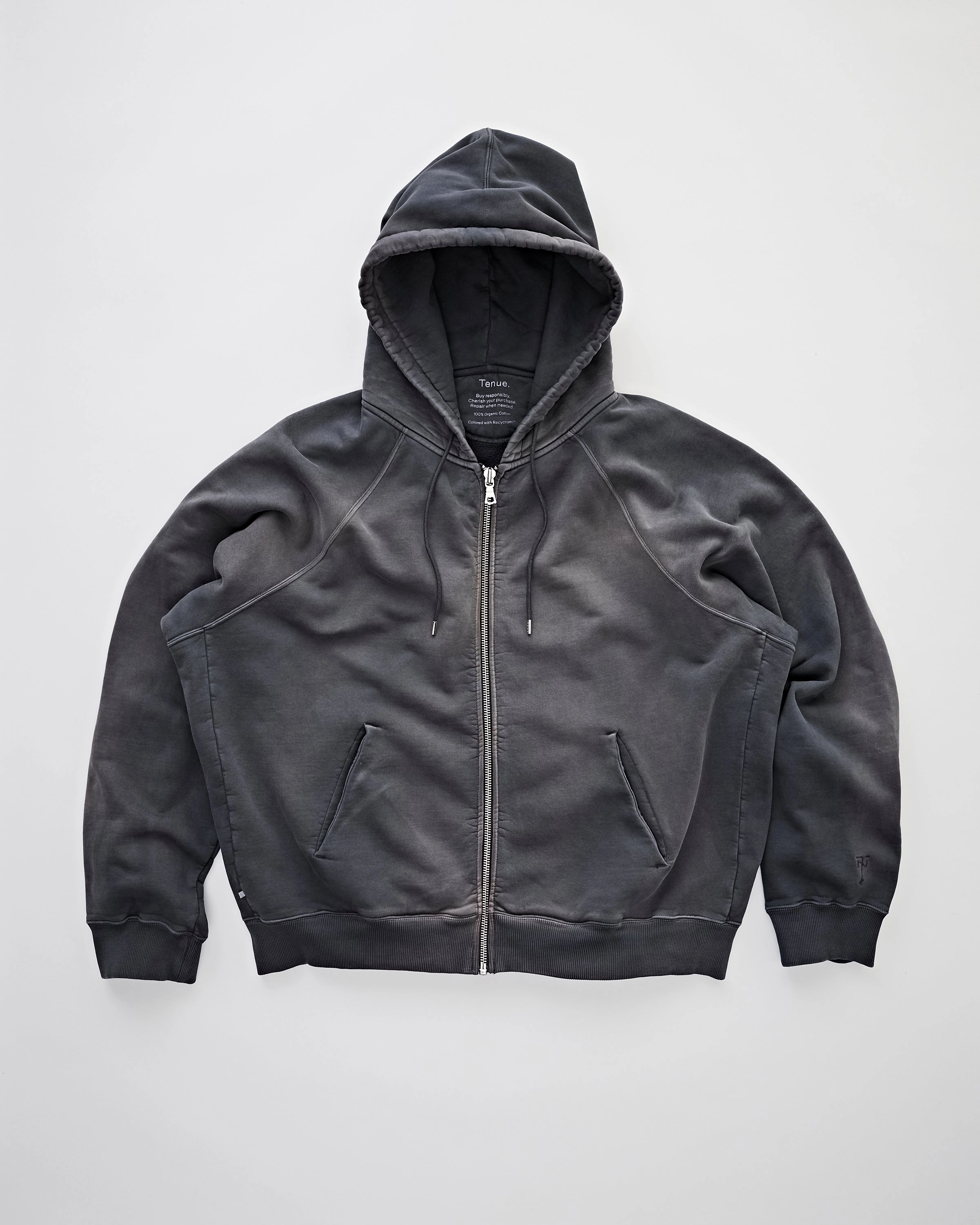 Chris Zip Hoodie Faded Black MoistureWicking Fabric