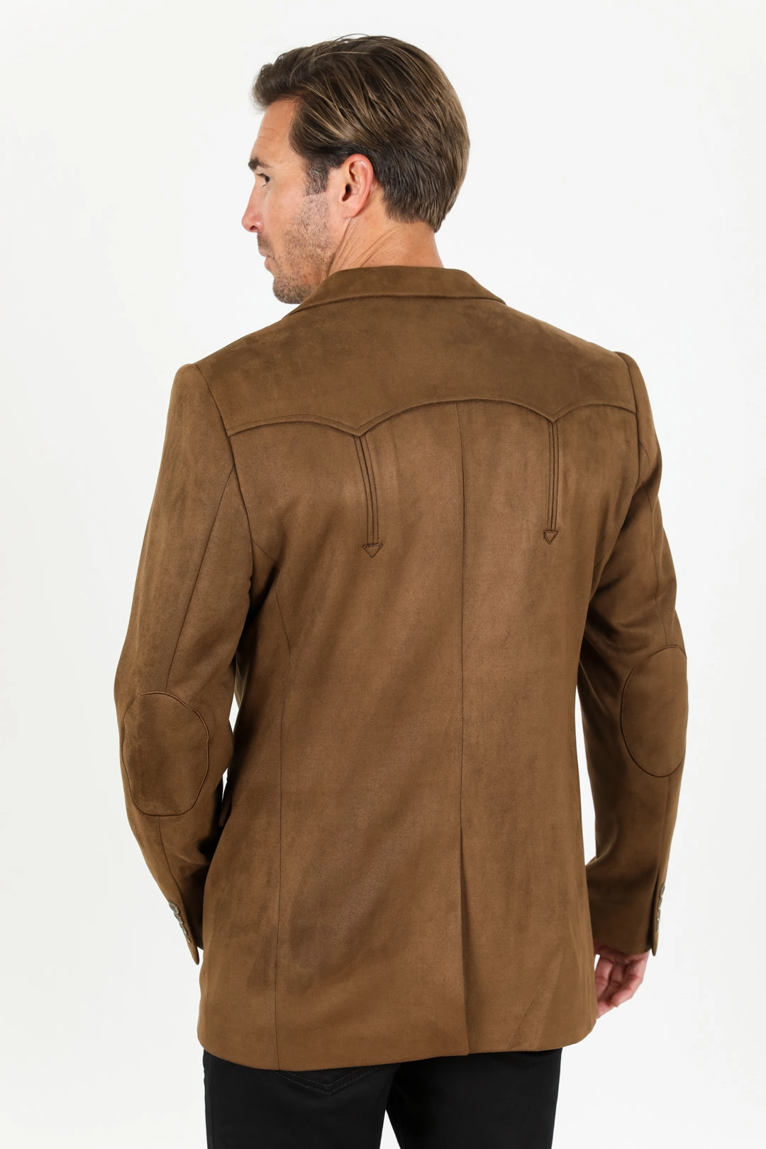Men's Double Button Faux-Suede Blazer - Brown NonSlipTrim