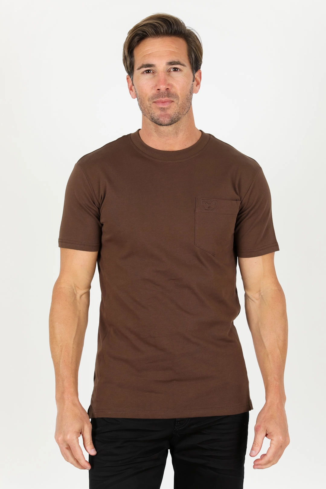 Classic Cotton Knit Brown T-Shirt Street Trendy