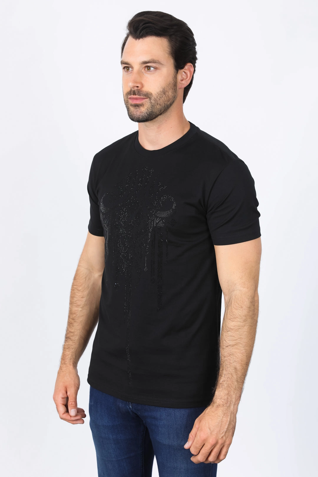 Simple and Cozy Mens Modern Fit Stretch Crystals T-Shirt